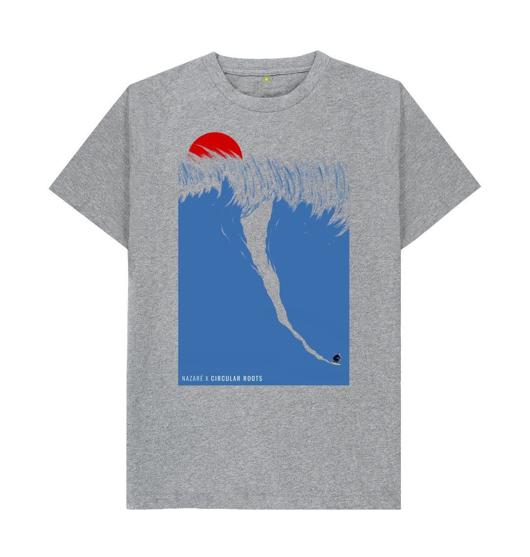 Athletic Grey Surfing Nazare - organic cotton t-shirt