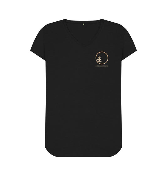 Black Circular Basics - Gold logo V Neck tee