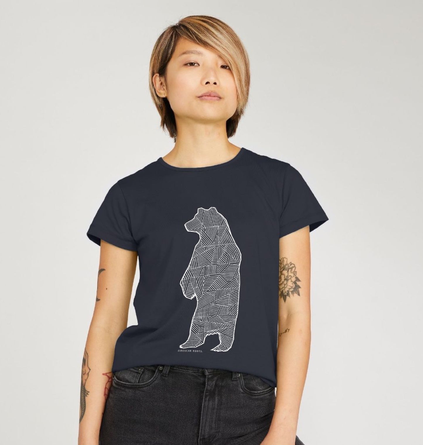Geometric Grizzly Bear - organic cotton t-shirt