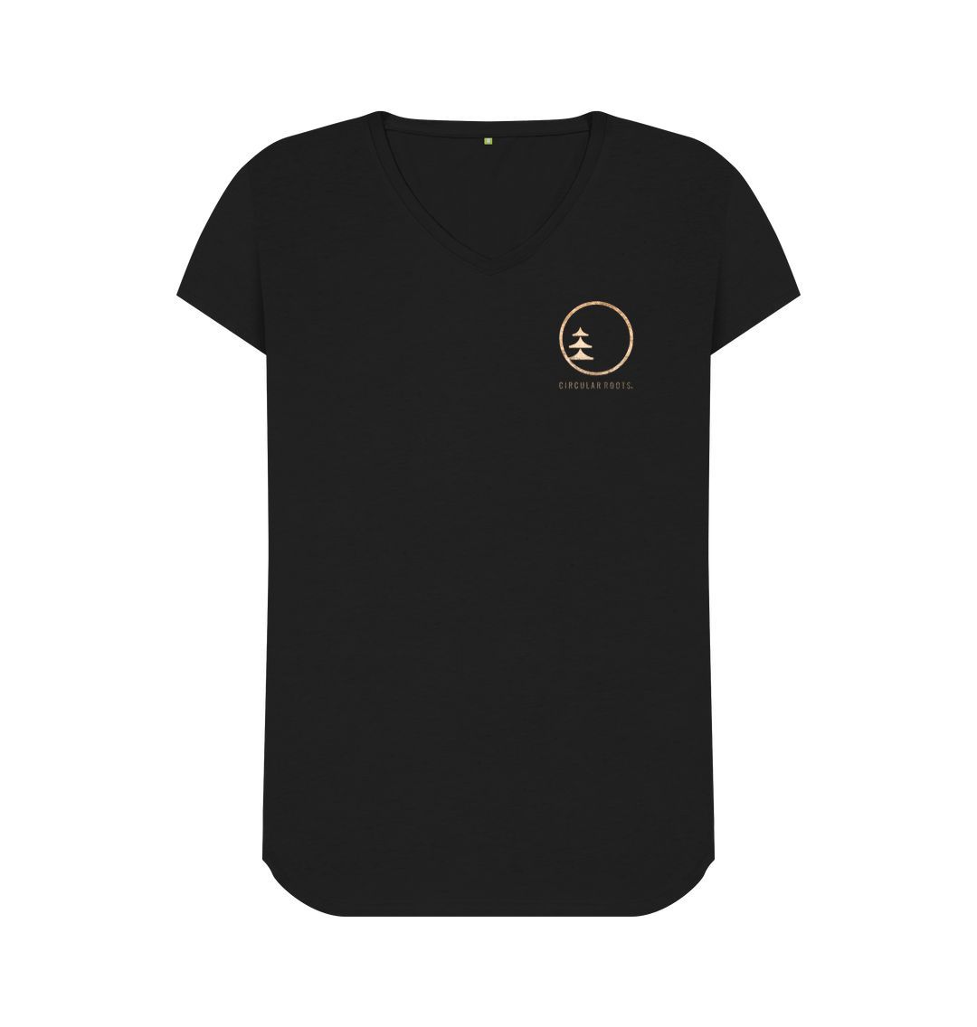 Black Circular Basics - Gold logo V Neck tee