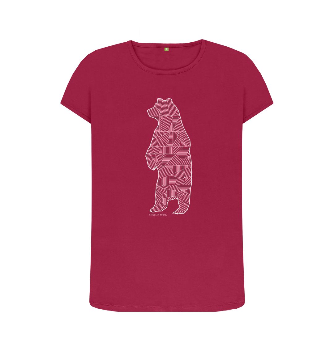 Cherry Geometric Grizzly Bear - organic cotton t-shirt