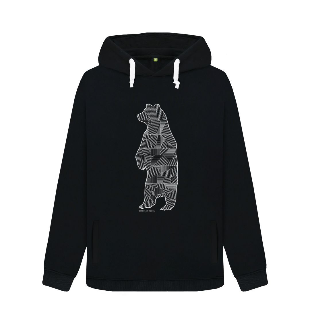 Black Geometric Bear - Regular Fit Hoodie (w)