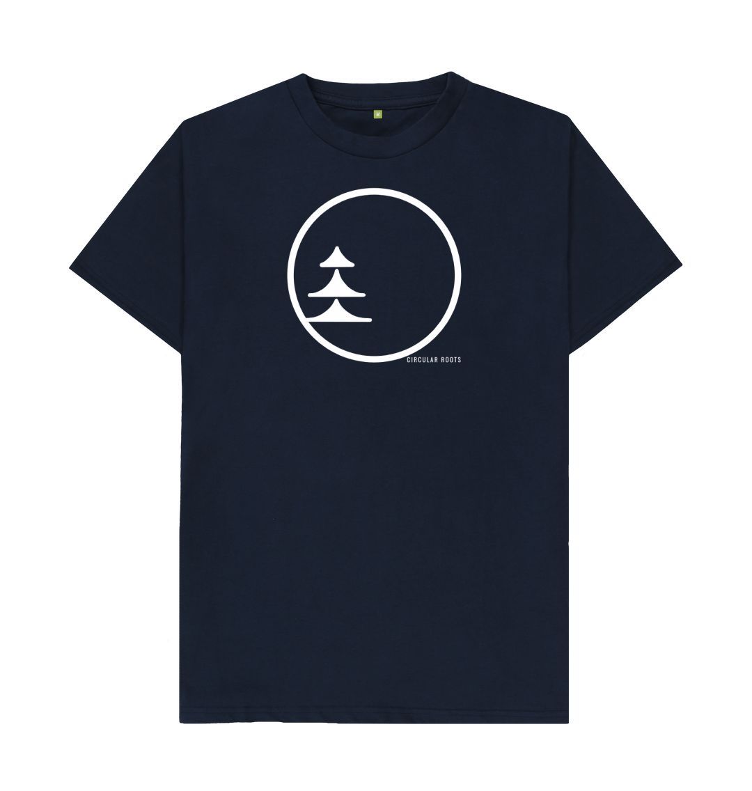 Navy Blue Circular Basics - white logo organic cotton t-shirt