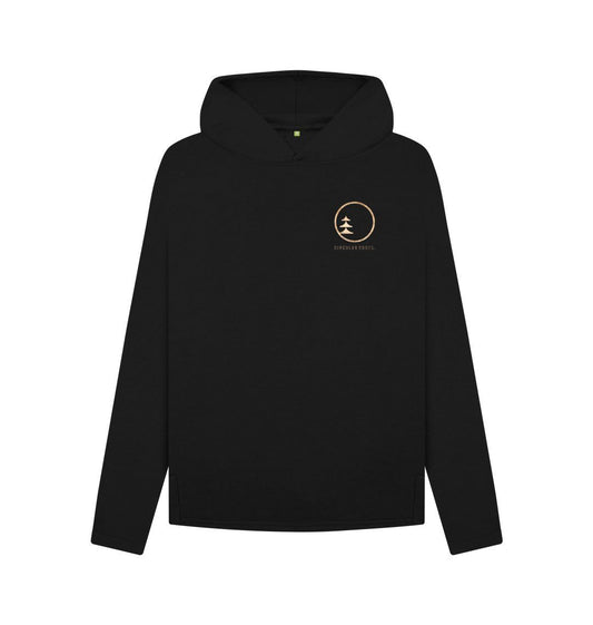 Black Circular Basics - Gold Logo Relaxed fit Hoodie