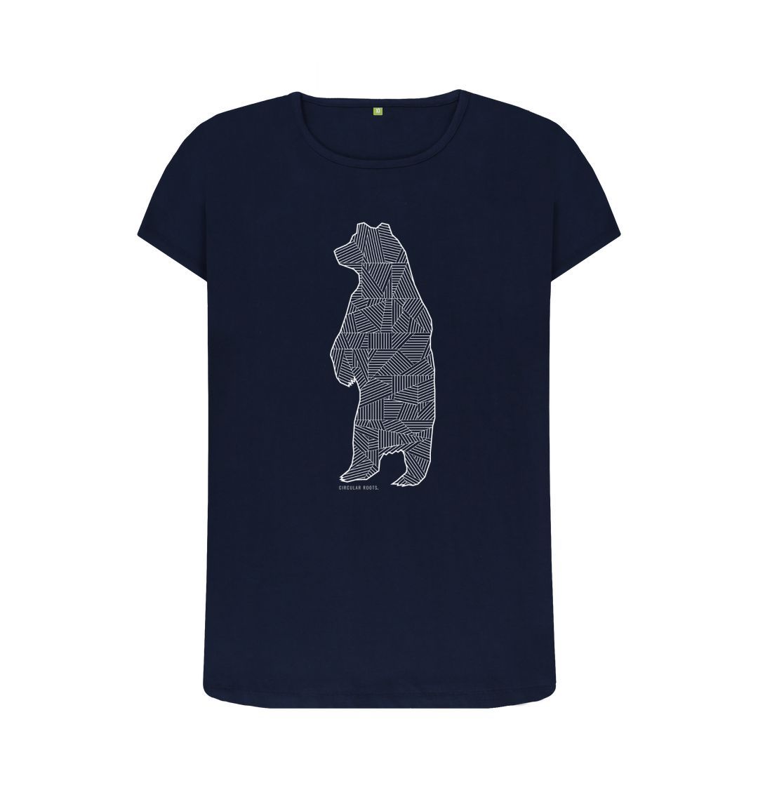 Navy Blue Geometric Grizzly Bear - organic cotton t-shirt