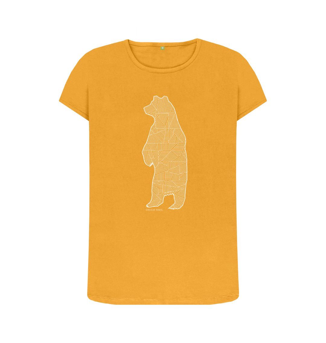 Mustard Geometric Grizzly Bear - organic cotton t-shirt