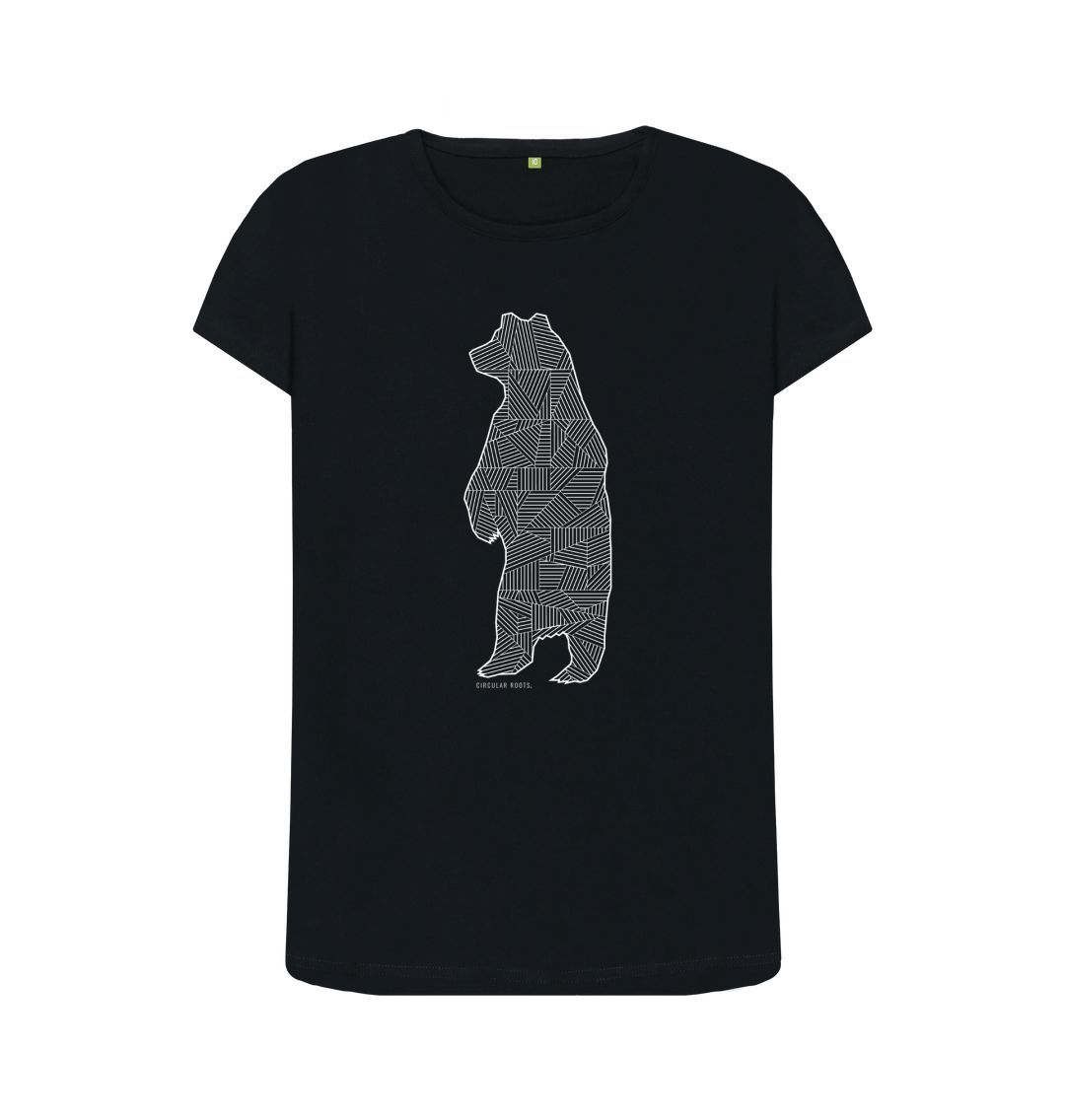 Black Geometric Grizzly Bear - organic cotton t-shirt