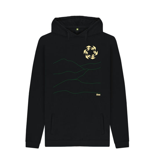 Black Altnua lanscape hoodie- 100% organic cotton