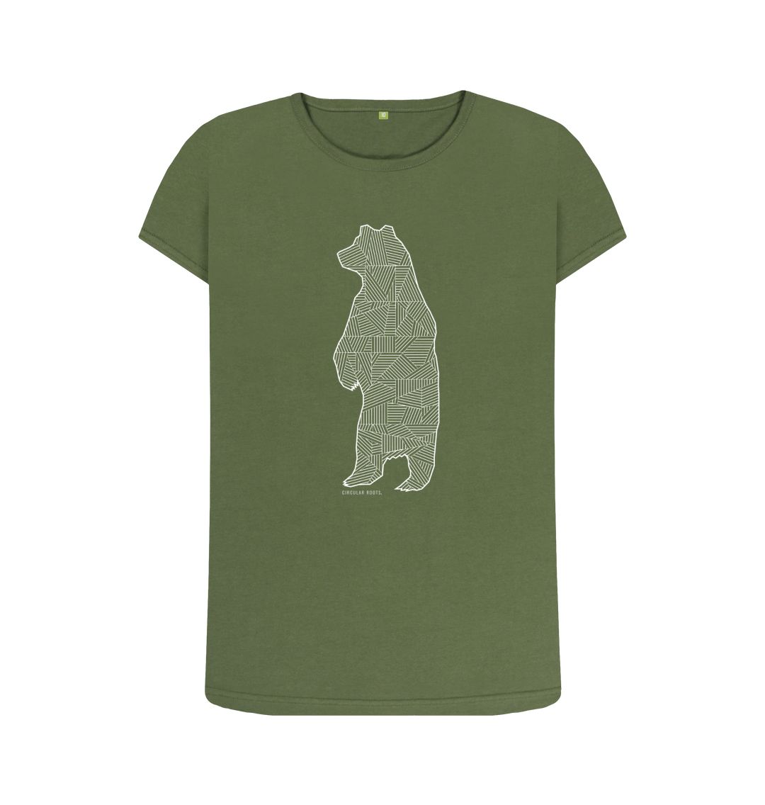 Khaki Geometric Grizzly Bear - organic cotton t-shirt
