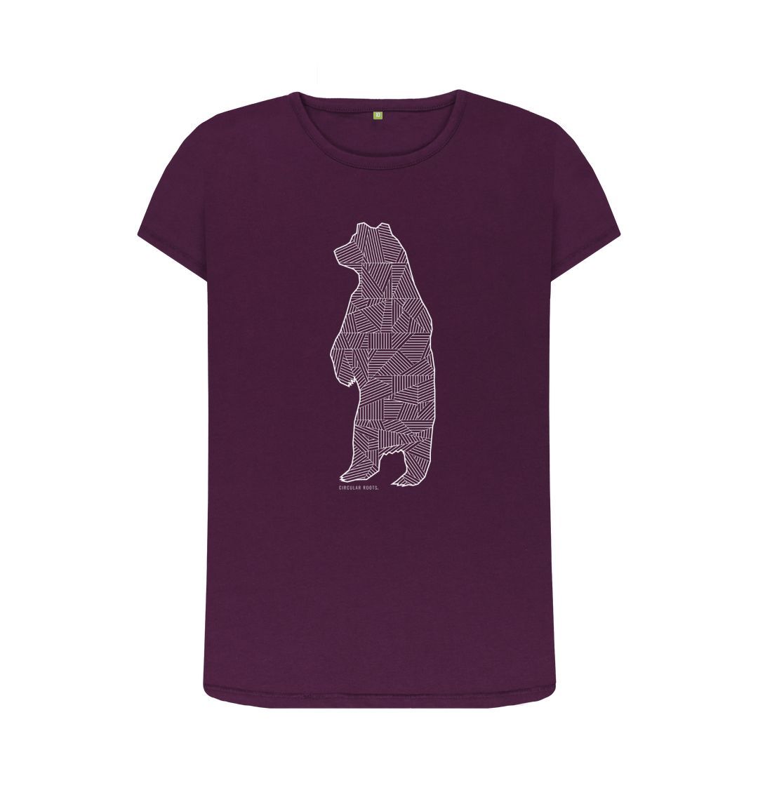 Purple Geometric Grizzly Bear - organic cotton t-shirt
